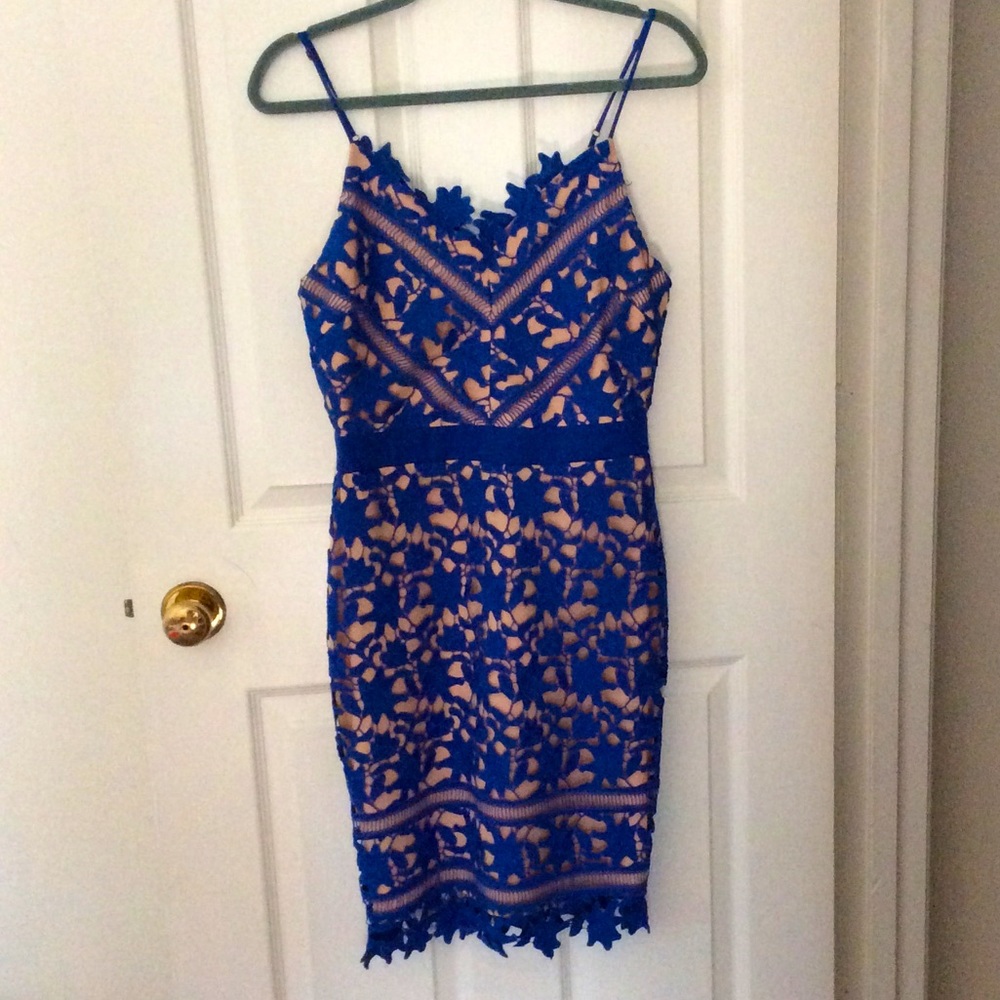 Small blue lace dress.